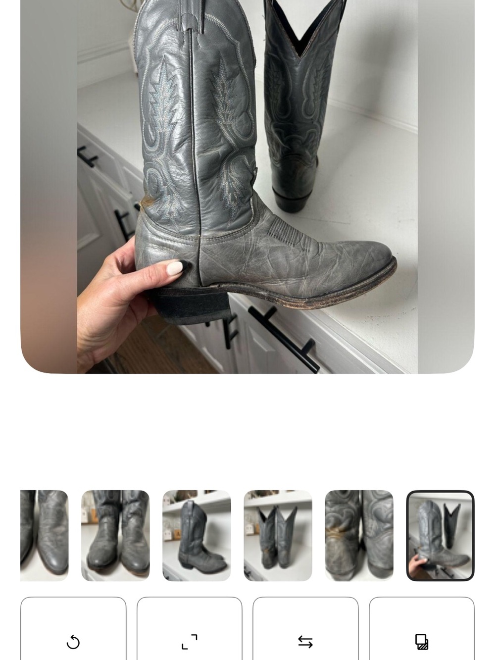 Gray Leather Cowboy Boots ABILENE